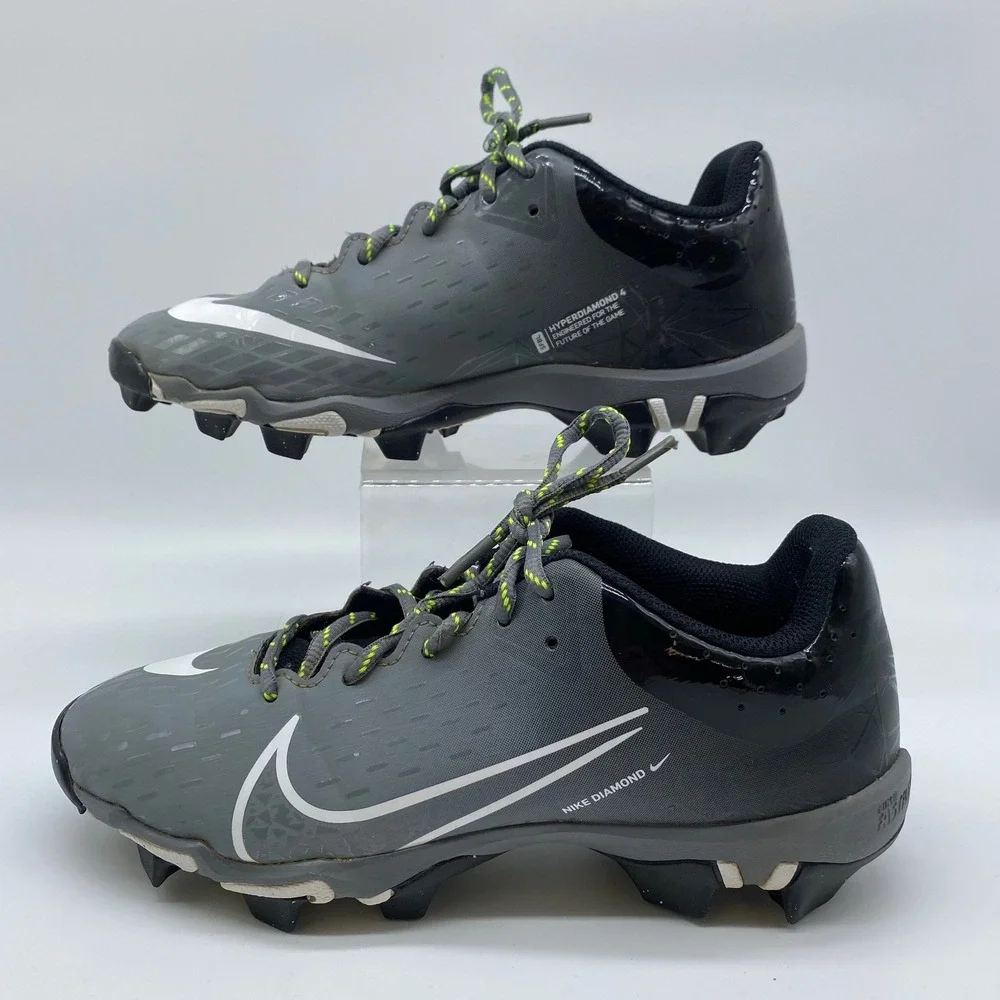 Nike Hyperdiamond 4 Keystone Kids 5Y Grey Black Baseball Softball Cleats CZ5919